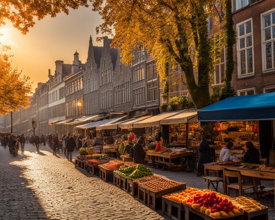 België: Wafels eten in het historische Gent.