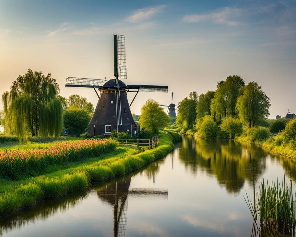 Nederland: De historische windmolens in Kinderdijk bezoeken.