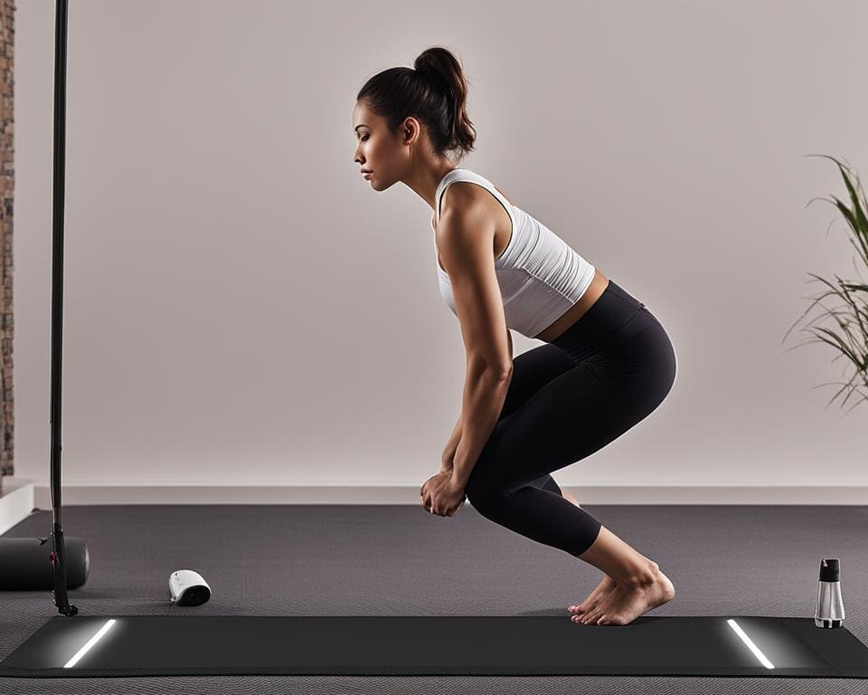 Slimme Yogamat - Met ingebouwde sensoren voor het volgen van poses.