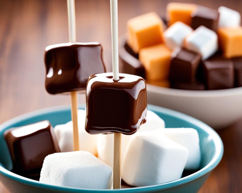 chocolade fondue marshmallows
