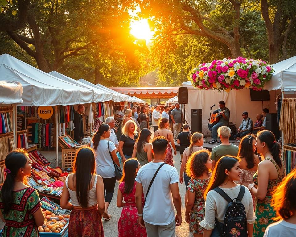 Bezoek een culturele fair met ambachten en live muziek