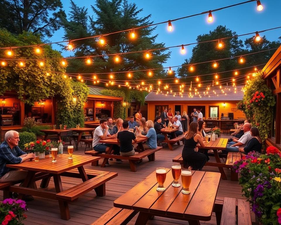 Ga naar een biergarten en geniet van lokaal gebrouwen bier