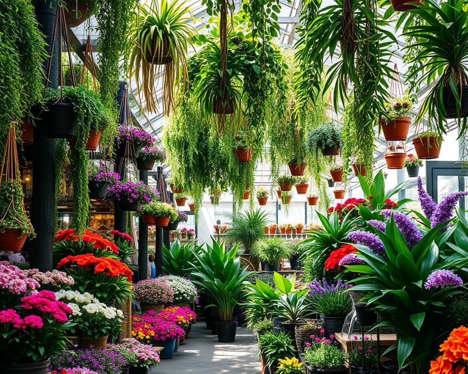 Ga naar een botanische markt voor planten en bloemen