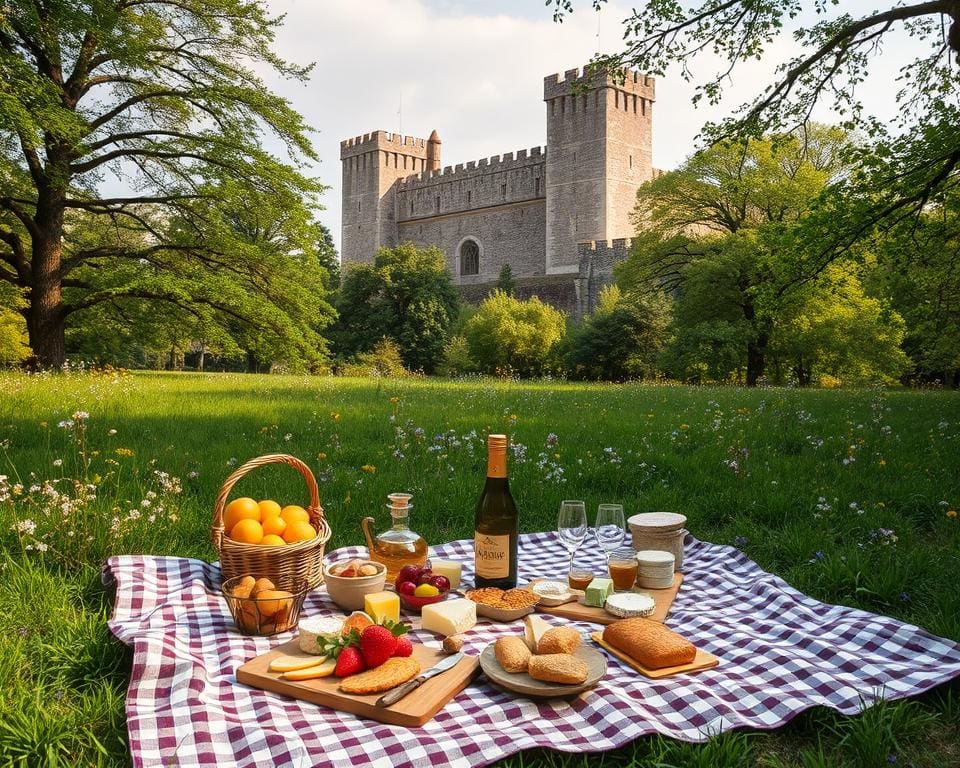 Geniet van een romantische picknick bij een historisch kasteel