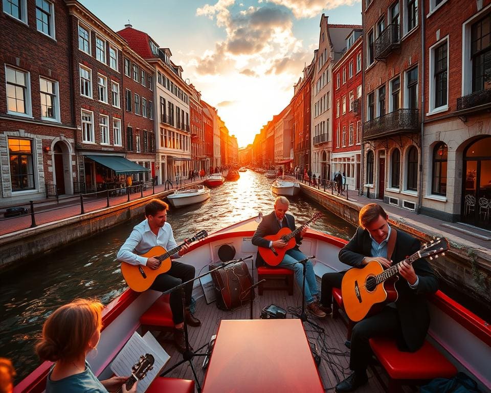 Geniet van live muziek op een boot door de grachten