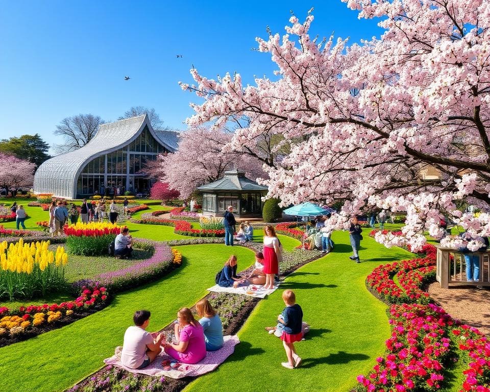 Lentefestival in botanische tuinen