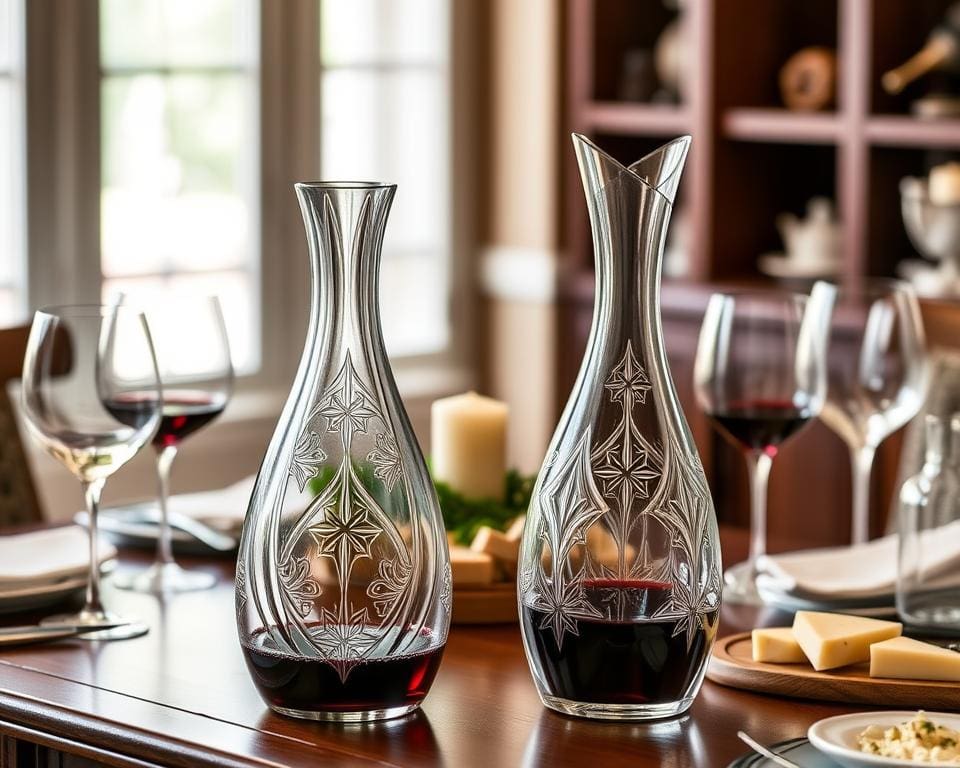 Luxe wijnkaraffen voor decanteren in stijl