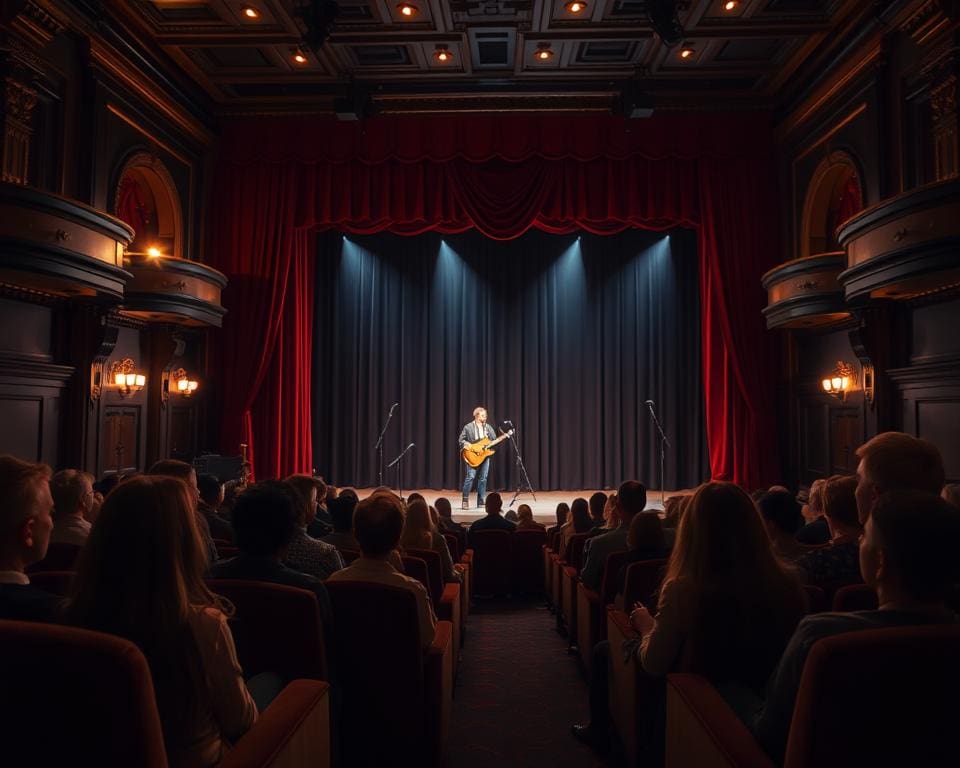 Theateroptreden in een intieme setting met live performance