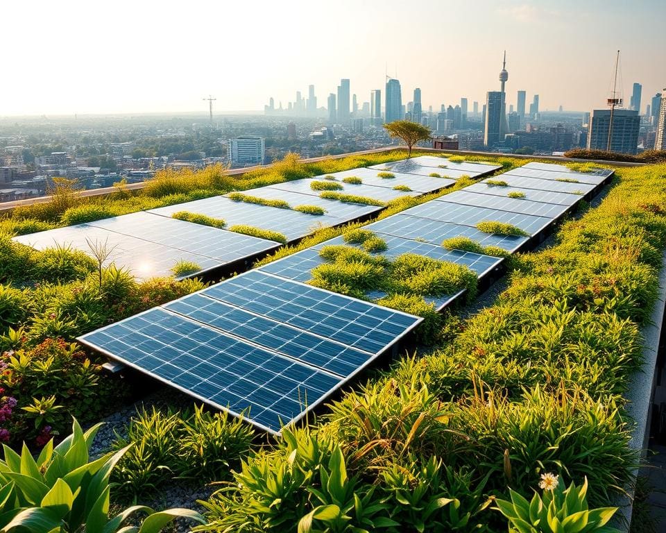 Hoe combineer je zonnepanelen en groen dak?