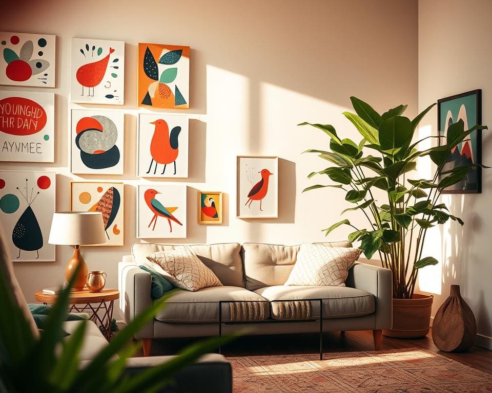 Welke prints brengen speelsheid in een woonkamer?