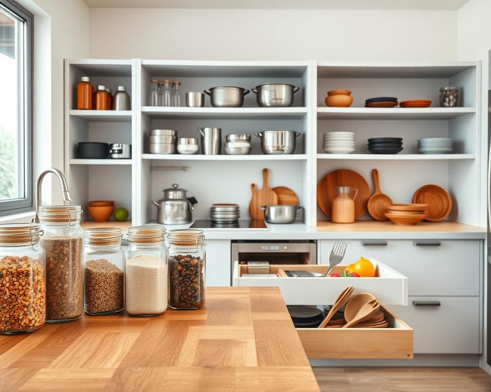 Wat zijn handige opbergoplossingen voor de keuken?