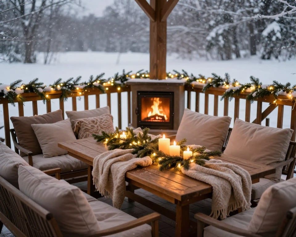 terras in de winter